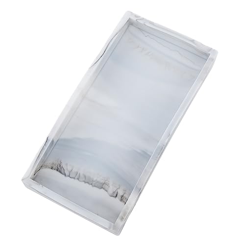 Badezimmer-Tablett für Theke, Silikon-Waschtisch-Tablett für Badezimmer, Rechteckiges Waschbecken-Tablett, Aufbewahrungs-Waschtisch-Tablett, Kosmetik-Schmuck-Organizer-Tablett (Marmorfarbe) von Wifehelper