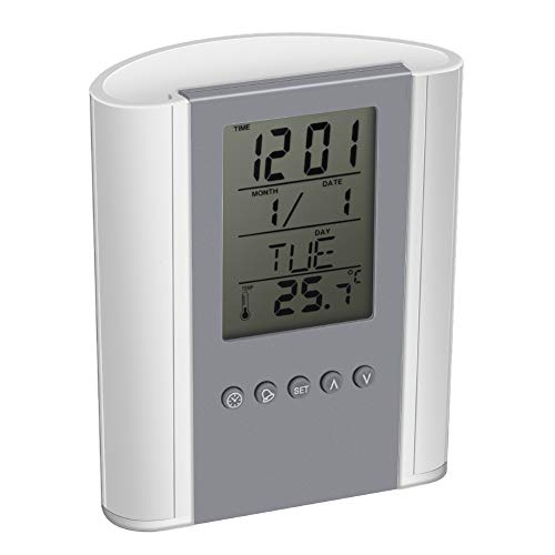 Digitaluhr Stifthalter Multifunktionale Digital Wecker Temperatur Zeitanzeige Tischstift Halter Fall Veranstalter von Wifehelper
