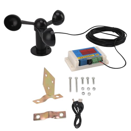 Hochgenaues Windgeschwindigkeits-Alarmgerät für den Außenbereich, 3 Lüfterblätter, Turmdrehkran-Anemometer, 3 Lüfterblätter, USB, 5 V, Turmdrehkran-Anemometer von Wifehelper