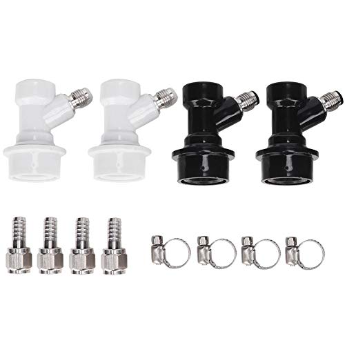 Keg Disconnect Ball Lock Disconnect - 4 STÜCKE Gewindekugelfittings aus Kunststoff mit Adapterklemme von Wifehelper