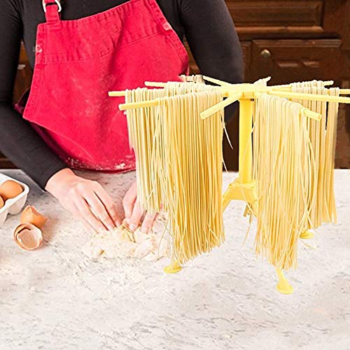 Wifehelper Faltbares Küchenabtropfgestell für Nudeln, Nudeln, Spaghetti, Pasta - Faltbares Küchenwerkzeug - Trockengestell für Nudeln - Großes Trockengestell für Spaghetti (gelb) von Wifehelper