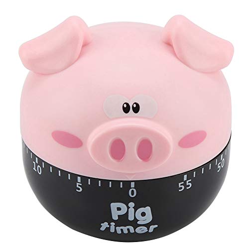 Niedlichen Cartoon Schwein Küchentimer Mechanische Timer Zähler für Kochen Timing-Tool, Küchentimer Mini Timer 55 Minuten Countdown(Pink) von Wifehelper
