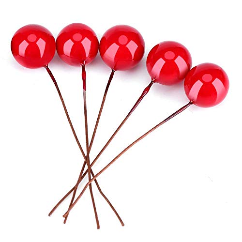 Wifehelper 100pcs Künstliche, Banner Dekorationen Rote Stechpalme Beeren Weihnachtsausgangsdekoration Hängende Verzierungen von Wifehelper