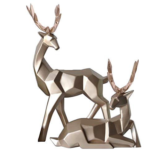 Wifehelper 2 stücke Moderne Harz Deer Statue Skulptur Home Desktop Kabinett Ornamente Dekoration(Golden) von Wifehelper