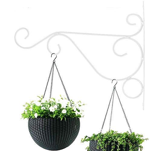 Wifehelper Hängende Pflanzenhalterung Wand Montierbar Eisen Pflanzenaufhänger Hängende Halterung Wandlaternen Blume Haken für Hausgarten Dekoration 25 * 21 cm(Weiß) von Wifehelper