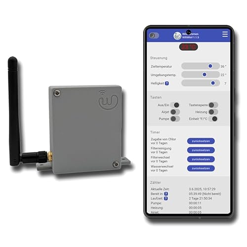 WifiWhirl WLAN-Modul für Bestway Lay-Z-Spa – Steuerung für Whirlpool Heizung & Filterpumpe per Webinterface (Pumpenmodell P07689) von WifiWhirl
