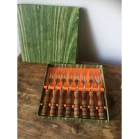 Satz Von 8 Gabeln Holz Boho Dessert Tapas Käse Obst von WifinpoofVintage