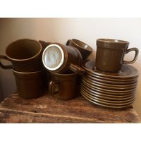 Satz Von 9 Vintage Stavangerflint Tassen Und Untertassen /Markiert /2657 /Norwegen von WifinpoofVintage