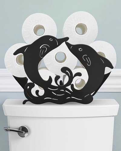 Wigag Delphin Toilettenpapierhalter Ständer für zusätzliche 8 Rollen, lustiger Zwerg, dekorativ, freistehend, Toilettenpapieraufbewahrung, Bauernhaus, Badezimmer, Tierdekoration, Zubehör von Wigag