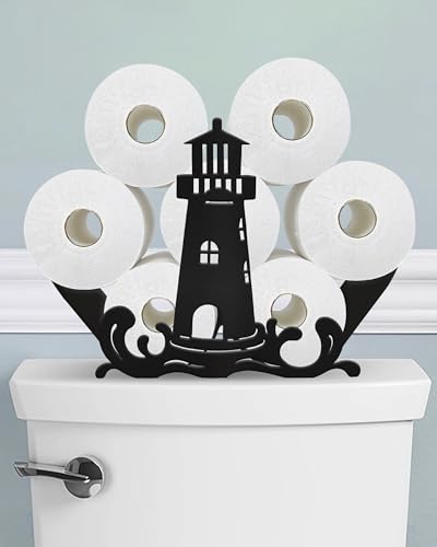 Wigag Leuchtturm-Toilettenpapierhalter für zusätzliche 8 Rollen, wandmontierte dekorative Toilettenpapieraufbewahrung, Bauernhaus-Badezimmer, einzigartige Dekoration, freistehende von Wigag