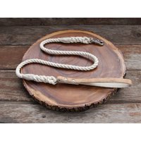 Natürliche Baumwollseil-Hundeleine Mit Korkledergriff - Hundeleine, Stilvolle Handgemachte Haustierleine, Haustierhochzeit von WigglywoosPet