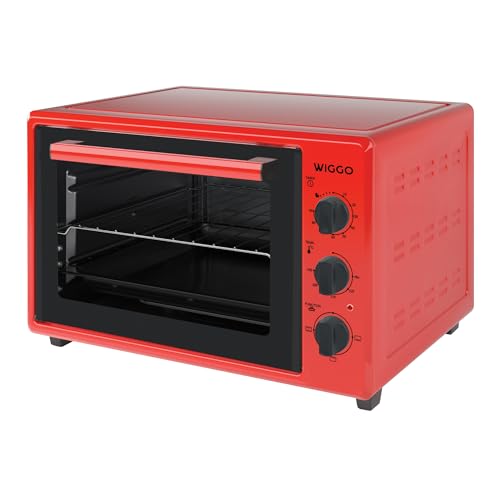 Wiggo Mini Backofen 1800W - Multifunktional mit Kochfunktion, 35L, 250°C, 90 Min Timer, Ober-/Unterhitze, Kompakt & Energieeffizient, Ideal für Küche (Rot) von Wiggo