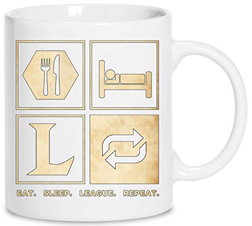 Eat Sleep League Repeat Keramik Weiß Tassen Kaffeebecher Cup Mug von Wigoro