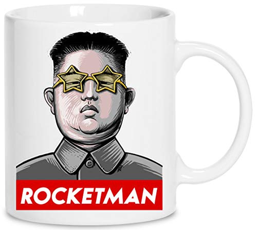 President Trump Kim Jong Un Rocket Man - Trump Keramik Weiß Tassen Kaffeebecher Cup Mug von Wigoro