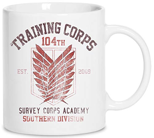 Training Corps 104th - Attack On Titan Keramik Weiß Tassen Kaffeebecher Cup Mug von Wigoro
