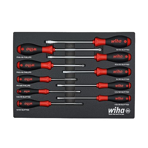 10-teiliges Schraubendreher-Tablett-Set mit gepolstertem Griff von Wiha