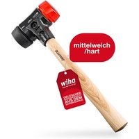 Wiha - Schonhammer Safety mittelweich und hart (26613) i Gummihammer mit hochwertigem Hickory Holzstiel i Rund-Schlagkopf 50mm von Wiha