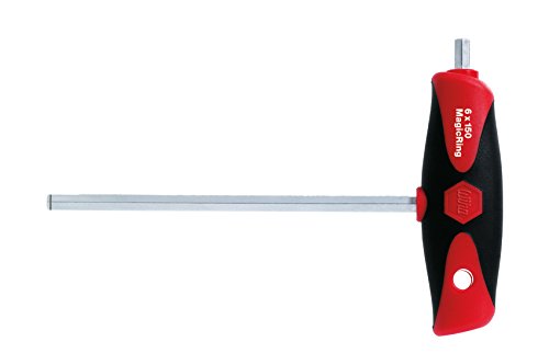 Wiha Stiftschlüssel mit Quergriff ComfortGrip Sechskant Klemmringfunktion MagicRing® für das Halten von Schrauben ohne Magnet mit Seitenabtrieb, mattverchromt (26139) 8 x 200 mm von Wiha