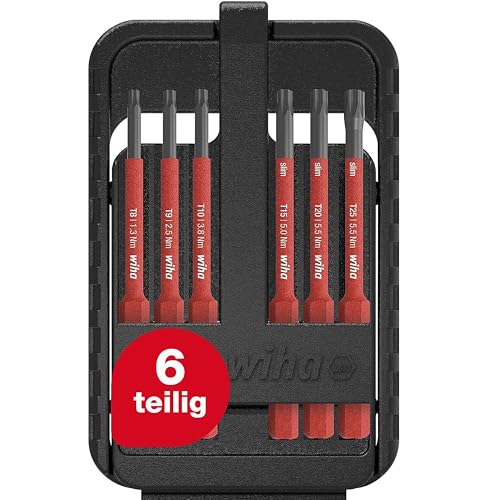 Wiha Bit Set slimBit electric TORX® 6-tlg. I inkl. slimBit-Box I flexibel, kompakt, mobil I VDE geprüft (43153) von Wiha