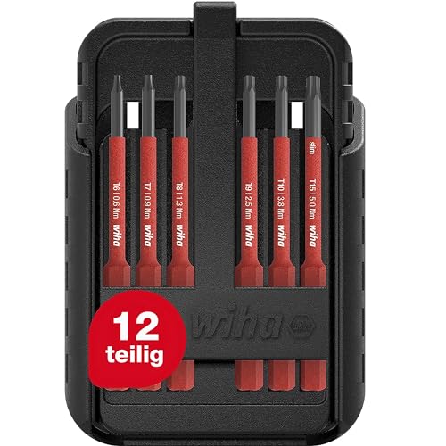 Wiha Bit Set slimBit electric TORX®, TORX PLUS® 12-tlg. I inkl. slimBit-Boxen und Gürtelhalter I flexibel, kompakt, mobil I VDE geprüft (43161) von Wiha