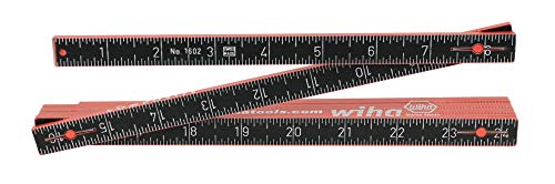 Wiha 61606 Verbund-Lineal Metrisch/Zoll, 2 Meter, 1,27 cm Breite, 10 Abschnitte, 1 mm und 1/16 Zoll Schritte, Wasserdicht, Fiberglas-verstärkter Kunststoff, Laminiert mit Fiberglasverstärkung von Wiha