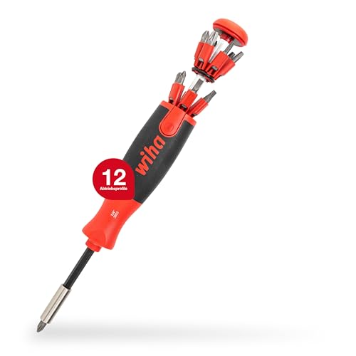 Wiha LiftUp 25 Schraubendreher Set 12-tlg. mit Bit Set (38605) Schraubenzieher Satz mit Bit Magazin aus Standardbits, Bithalter Schlitz Kreuzschlitz TORX von Wiha