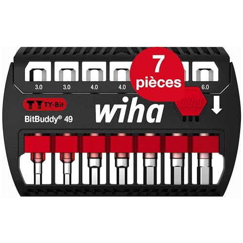 Wiha Bit Set BitBuddy 8-tlg. I TY-Bit 49 mm Sechskant 1/4" E6,3 I Zubehör für Schraubanwendungen I Impact- und Schlagschraubergeeignet (42114) von Wiha
