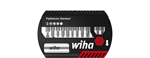 Wiha Bit Set FlipSelector Standard 25 mm SIT (für Assy® und Pias-Schrauben) 13-tlg. 1/4" (39045), Bithalter, Set, Öffnen per Knopfdruck, schneller Bitwechsel, passt in die Hosentasche von Wiha