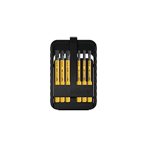 Wiha Bit Set Power slimBit electric 7 teilig I Bit Box mit Gürtelclip I Schlitz, Kreuzschlitz , Torx I flexibel, kompakt, mobil I 3,8-5,5Nm (44106) von Wiha