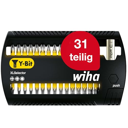 Wiha Bit Set XLSelector Y-Bit 31-tlg. I 25 mm I PH, PZ, TORX 1/4" C6,3 I magnetischer Bithalter I Verschrauben von Schrauben in Y-Form (41832) von Wiha