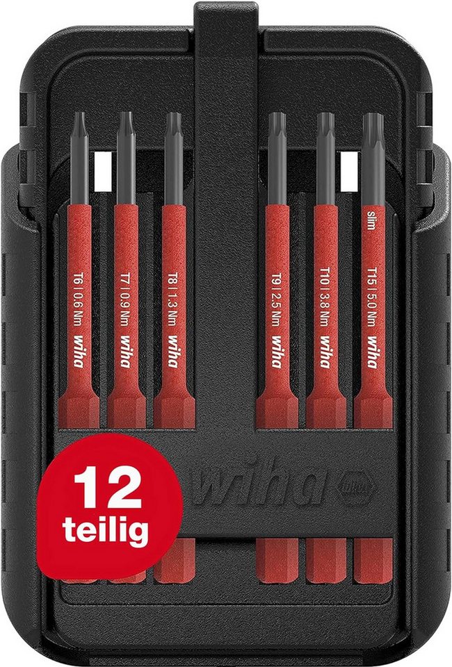 Wiha Bit-Set slimBit electric (43161) - 15 tlg., TORX, TORX PLUS, flexibel, kompakt, mobil, VDE von Wiha