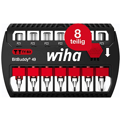 Wiha Bit Set BitBuddy 8-tlg. I TY-Bit 49 mm 1/4" E6,3 I Pozidriv I Zubehör für Schraubanwendungen I Impact- und Schlagschraubergeeignet (42099) von Wiha