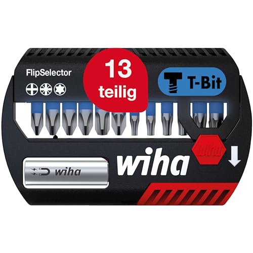 Wiha Bit Set FlipSelector 13-tlg. I T-Bit 25 mm, PH, PZ, TORX 1/4" C6,3 I magnetischer Bithalter I Impact- & Schlaugschrauber geeignet (41824) von Wiha