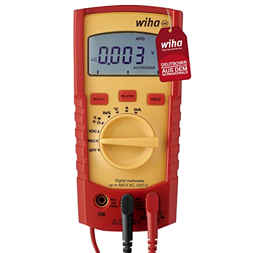Wiha Digitales Multimeter bis 600 V AC, CAT IV inkl. 2x AAA-Batterien I mit LCD-Anzeige (45218) von Wiha