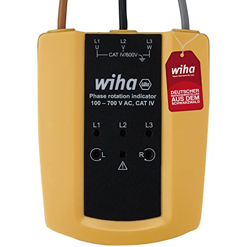 Wiha Drehfeldrichtungsanzeiger 100 - 700 V AC, CAT IV I 3 Phasen mit nur einer Prüfung I LED-Anzeige (45221) von Wiha