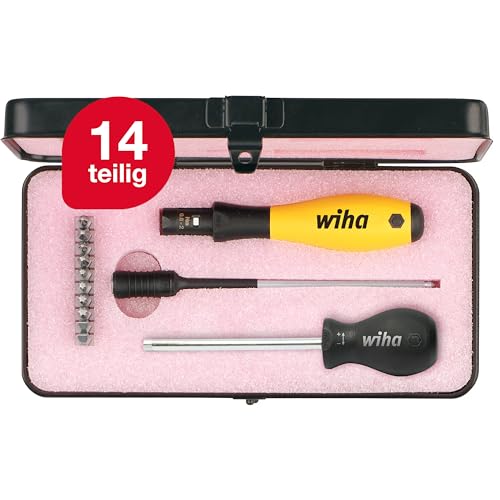 Wiha Drehmoment-Schraubendreher Set TorqueVario-S ESD I gemischt, 14-tlg. I 0,4-1,0 Nm I variabel einstellbare Drehmomentbegrenzung in Box (43898) von Wiha