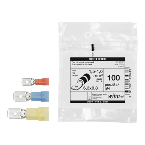 Wiha Enchufe plano aislado 100 ud. según DIN 1.5-2.5 mm²; 6.3 x 0.8 mm (43975) von Wiha