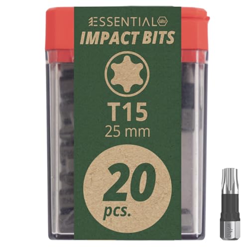 Wiha Essential Impact Bit-Box 20-tlg. I Bit Set T 15, 25 mm (1/4") I Bitbox I Bitsatz für Akkuschrauber I Schlagschrauber Bits in Tic Tac-Box (45588) von Wiha