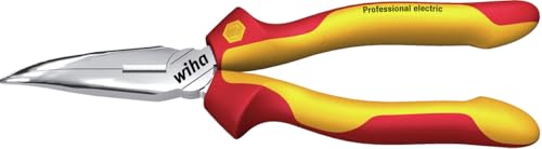 Wiha Flachrundzange Professional electric mit Schneide gebogene Form, ca. 40° Zuführen leicht gemacht 200 mm Elektrikerzange, VDE geprüft (26729) von Wiha