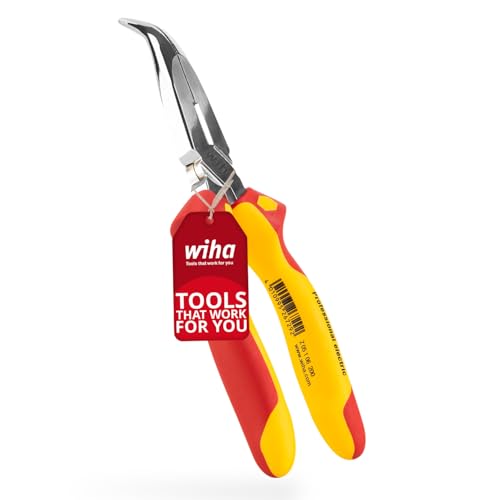 Wiha Flachrundzange Professional electric mit Schneide I ca. 40° gebogene Form I VDE geprüft I Radiozange I 200 mm Elektrikerzange (27425) von Wiha
