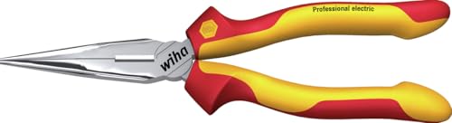 Wiha Flachrundzange Professional electric mit Schneide gerade Form (26727) 200 mm Zange für Elektriker, VDE geprüft, stückgeprüft, stabil und robust von Wiha