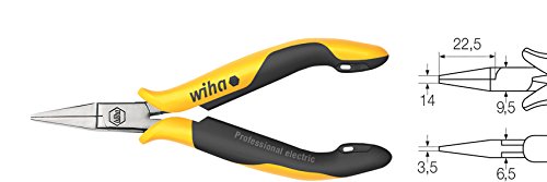 Wiha Flachzange Professional ESD flache, kurze Backen (26806) 120 mm für empfindliche elektronische Bauteile, Schutz von Komponenten durch elektrostatisch ableitendes Werkzeug, dissipativ, Werkzeug mit Oberflächenwiderstand von Wiha