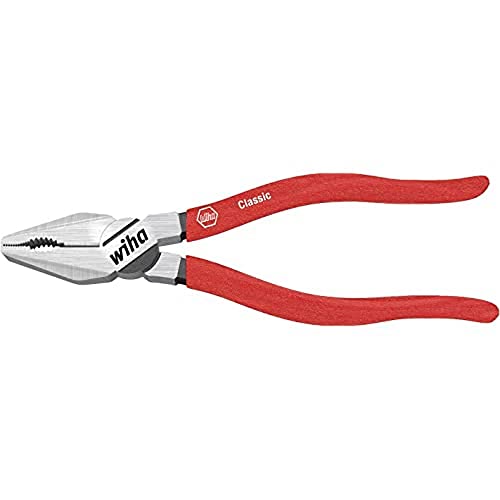 Wiha Kombizange Classic mit DynamicJoint® (einzigartige Gelenkkonstruktion für bessere Kraftübertragung) und OptiGrip (optimaler Halt durch 3-Punkt-Auflage und neu geformte Greifflächen) mit extra langer Schneide (26709) 200 mm von Wiha