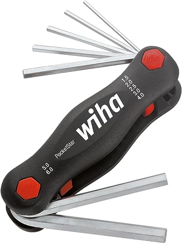 Wiha Multitool PocketStar® Sechskant 7 teilig I Stiftschlüsselset I Längs- und Quergriff I sicher verstaut I Multifunktionswerkzeug (23037) von Wiha