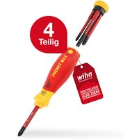 Schraubendreher Set gemischt PocketMax electric 4-tlg. mit verstaubarem Bit Set (45296) i Schraubenzieher Satz mit Bit Magazin aus slimBits für von Wiha