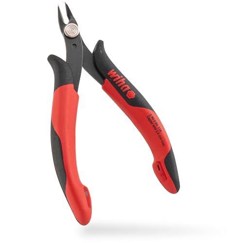 Wiha Präzisions Seitenschneider Elektronik klein (26812) breiter, spitzer Kopf ohne Wate 130mm I Mini Drahtschneider für Elektroinstallation von Wiha