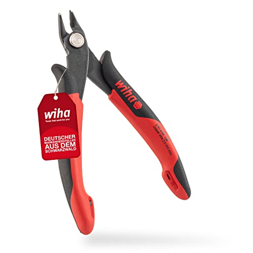 Wiha Präzisions Seitenschneider Elektronik klein (27393) breiter, spitzer Kopf ohne Wate 130mm I Drahtschneider Elektroinstallation I in Verpackung von Wiha