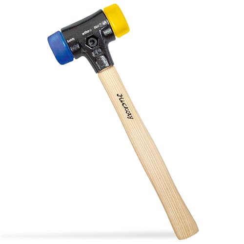 Wiha Schonhammer Safety I weich/mittelhart I Hickory-Holzstiel I Rund-Schlagkopf Ø 40 mm I Kunststoffhammer 325 mm I 620 g I Innenausbau, Montagearbeiten, Kfz-Reparatur & Maschinenbau (26654) von Wiha