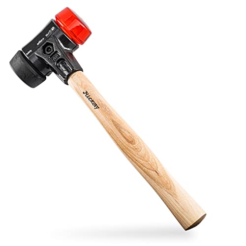 Wiha Schonhammer Safety mittelweich und hart (26614) I Gummihammer mit hochwertigem Hickory Holzstiel I Rund-Schlagkopf 60mm von Wiha