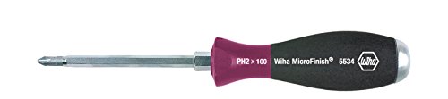 Wiha Schraubendreher MicroFinish® Phillips mit durchgehender Sechskantklinge und massiver Stahlkappe (29149) PH1 x 80 mm, für ölige und feuchte Anwendungen, optimaler Halt mit nassen Händen dank Oberflächenstruktur, für gezielte Hammerschläge, Schlagen und Meißeln, Sechskantansatz zum Lösen von festsitzenden Schrauben von Wiha